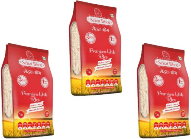sehat bhog LOW GI RICE Sona Masoori Rice (Medium Grain, Unpolished)
