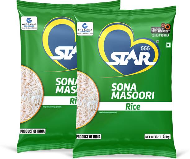 STAR 555 Premium Aromatic Rice Pouch| Finest Quality |Rice For Daily Cooking | Sona Masoori Rice (Full Grain, Polished)