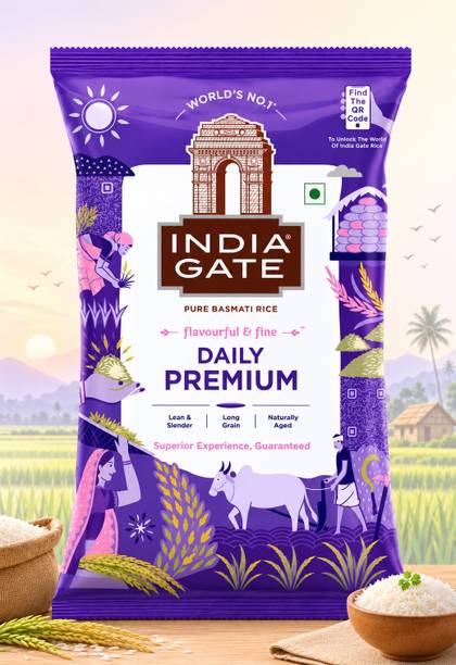 INDIA GATE DAILY PREMIUM Flavourful & Fine | Long Grains | 1KG Basmati Rice (Long Grain, Polished)