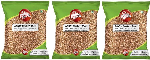 Double Horse Matta Broken Rice 500g(Pack of 3) |Brown Broken Rice Brown Jyothi Rice (Broken Grain, Boiled)