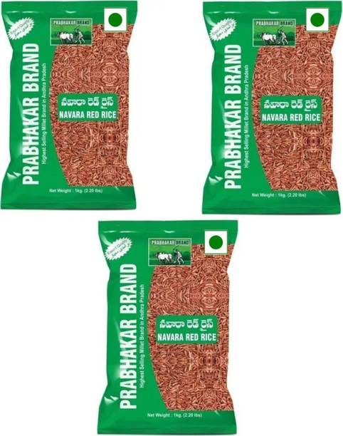 Prabhakar Brand Navara Rice combo pack of 3 Red Everyday Rice (Medium Grain, Unpolished)