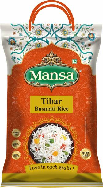 Mansa Tibar Basmati Rice 5 Kg | Naturally Aged, Long Grain & Highly Aromatic Basmati Rice (Long Grain, Steam)