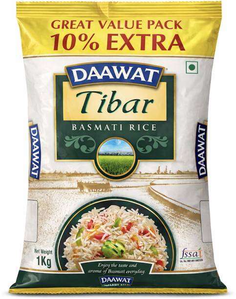 Daawat Tibar Basmati Rice 1Kg| long grain basmati rice Basmati Rice (Full Grain, Raw)