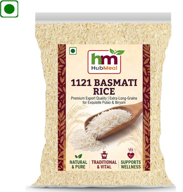 Hubmeal Aged 1121 Basmati Rice | Long Grain Basmati Rice |Aromatic Basmati Rice | 1Kg Basmati Rice (Full Grain, Steam)
