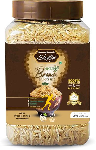 Shazia Premium Brown Basmati Rice Jar, Low in GI, Gluten Free, Diabetic Friendly Brown Basmati Rice (Long Grain, Raw)