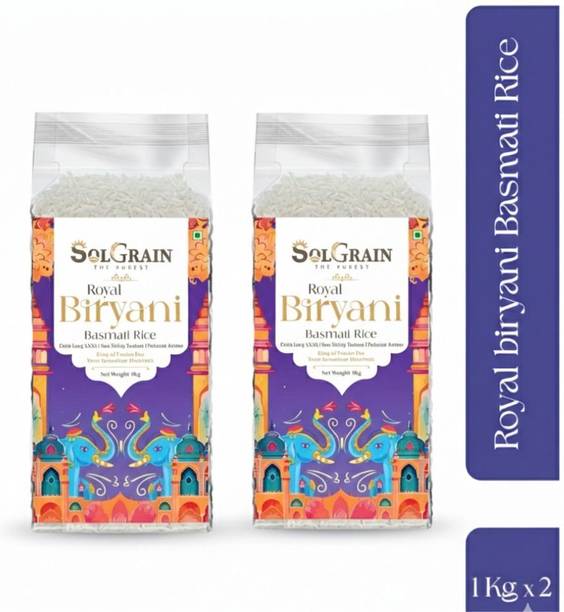 SOLGRAIN Royal Biryani Pack of 1kg+1Kg |Extra Long Grain XXXL Basmati Rice (Long Grain, Raw)