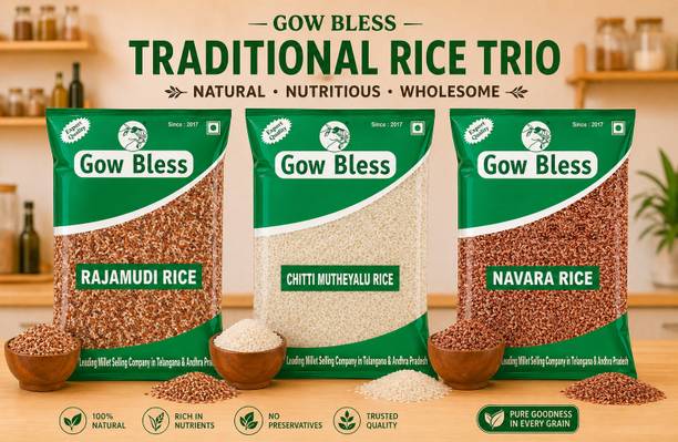 Gow Bless Immunity Rice Combo (Black Rice, Brown Rice & Navara Rice) – 1kg Each Brown Rice (Medium Grain, Unpolished)