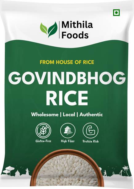 MITHILA FOODS Bihari Govind Bhog Rice | Aromatic, Fluffy&Non-Sticky-For Kheer, Biryani & Pulao Basmati Rice (Medium Grain, Polished)