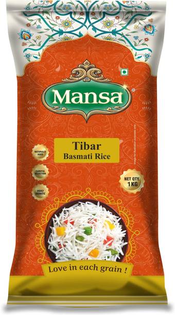Mansa Tibar Basmati Rice 1 Kg | Long Grain Rice | Aromatic & Fluffy | Daily Use Basmati Rice (Broken Grain, Steam)