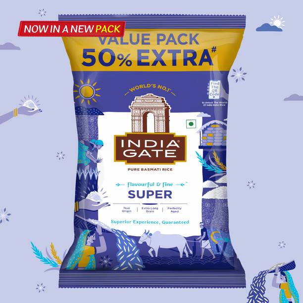 INDIA GATE Flavourful & Fine Super | Perfectly Aged Rice Basmati Rice (Long Grain, Polished)