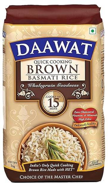 Daawat Brown Basmati Rice, 1kg, Poly Pouch Brown Basmati Rice (Long Grain, Raw)