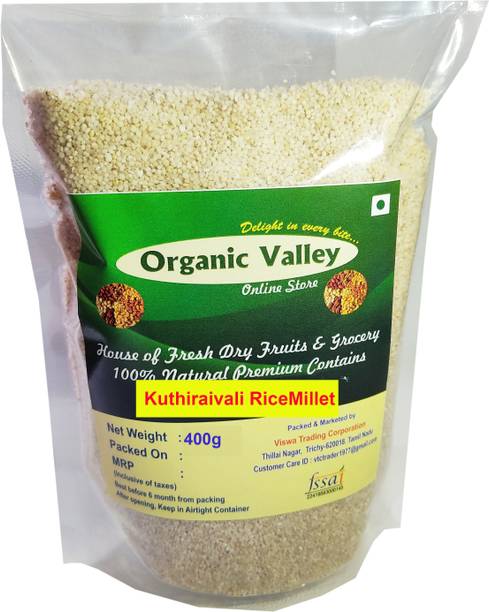 Organic Valley Kuthiraivali Millet Rice Boiled (Traditional Rice ) (400g) Joha Rice (Full Grain, Steam)