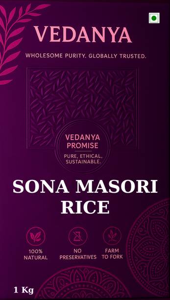 Vedanya Sona Masoori Rice – Gluten Free | Great for Daily Meals & Traditional Dishes Sona Masoori Rice (Small Grain)