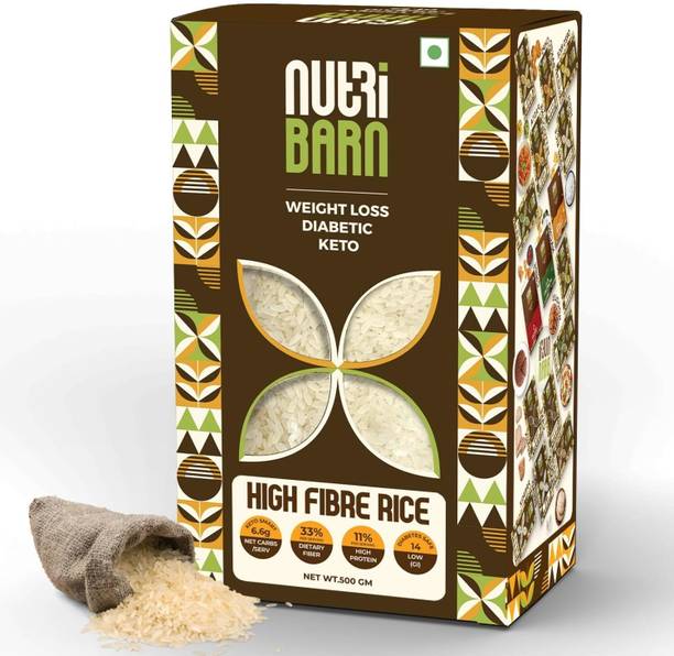nutribarn High Fibre Rice, 11% Protein, 6.6g Net Carbs, Low Gl 14, Diabetic Friendly Brown Raw Rice (Small Grain, Raw)