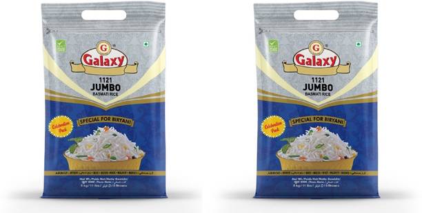 GALAXY 1121 Jumbo 5 Kg (Pack of 2) Aroma Rich, Vitamins B1 & B6, Gluten-Free Basmati Rice (Long Grain)