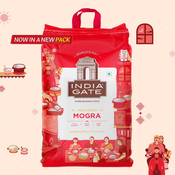 INDIA GATE 1 Cup Serves 5 Mogra | Aged Rice | Smart Choice Basmati Rice (Polished)