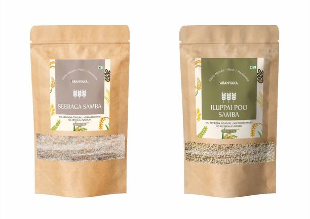 ARANYAKA Iluppai Poo Samba Rice and Jeera Samba RAW Rice | 1 kg Each | Raw Rice (Small Grain, Unpolished)