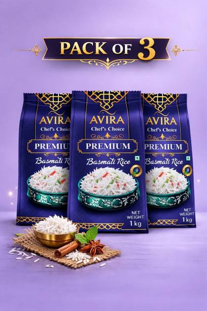 AVIRA Premium Basmati Rice Long Grain Aromatic Rice, Ideal for Biryani Pulao Pack of 3 Basmati Rice (Long Grain)