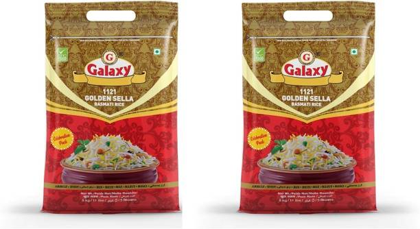 GALAXY 1121 Golden Sella, Aromatic Authentic Aged Biryani Rice, 5 Kg Pack of 2 Basmati Rice (Long Grain)