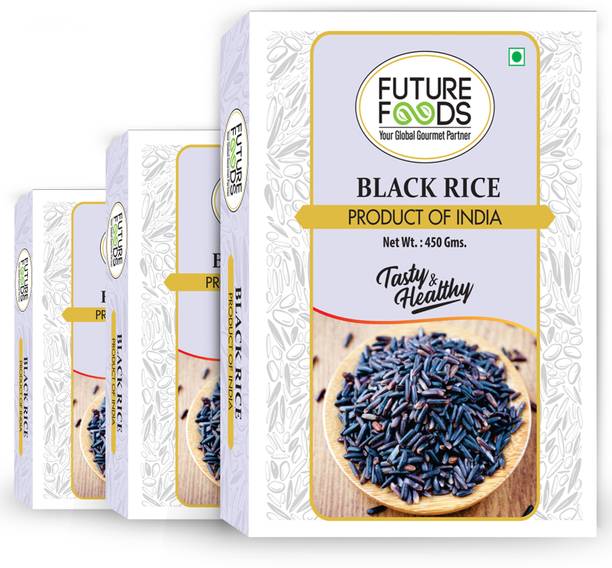 Future Foods Black Rice All Natural Forbidden Karuppu Kavuni Rice, Pack of 3 - 450 grams * 3 Black Basmati Rice (Long Grain, Raw)