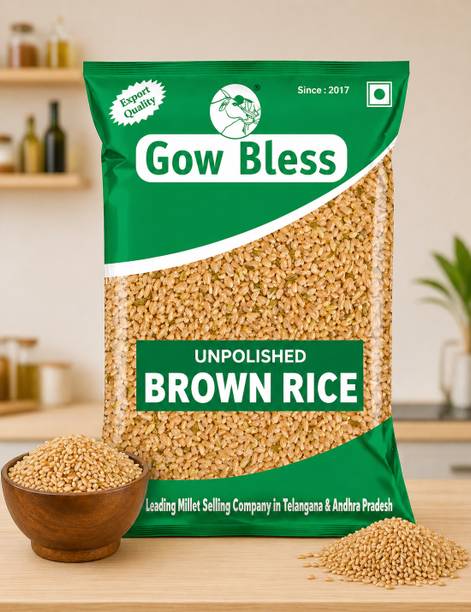 Gow Bless Brown Rice – 1kg | High Fiber Whole Grain Rice | Healthy Diet Brown Rice (Medium Grain, Unpolished)
