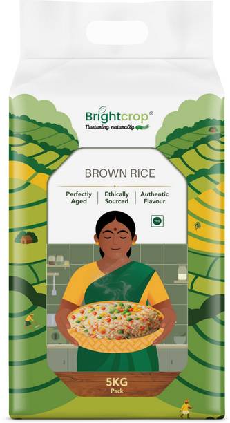 organics food market Brown Rice, 5000g [No added color or flavor, Organic, Low GI] Brown Sona Masoori Rice (Medium Grain, Unpolished)