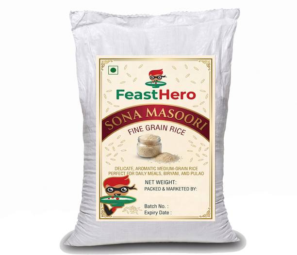 Feasthero 5kg Rice |Sona Mansoori rice ,Sona mansuri Rice,Sona Mansoori Rice Raw | Aged Sona Masoori Rice (Small Grain)