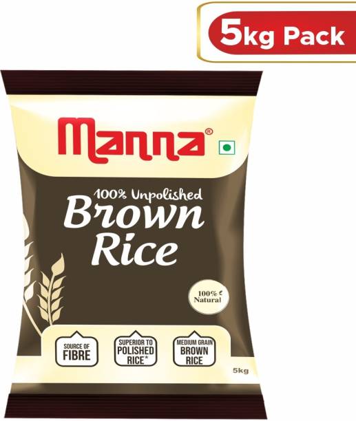 Manna Brown Rice 5kg| Long Grain |  |100% Natural | Naturally Low GI Brown Rice (Long Grain, Unpolished)