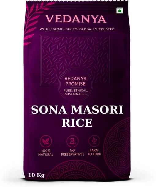 Vedanya Sona Masoori Rice–Light,Fluffy & Aromatic | Perfect for Daily South Indian Meals Sona Masoori Rice (Small Grain)
