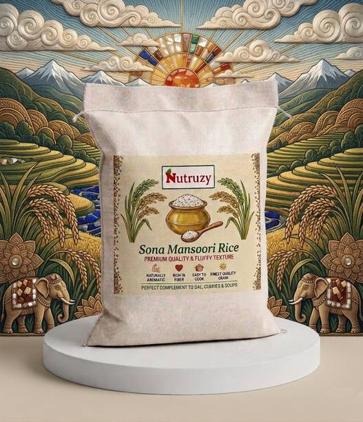 Nutruzy Premium Quality Sona Mansoori Rice|Rich in Fiber|Best for Daily Use| 10kg Sona Masoori Rice (Full Grain, Unpolished)