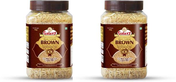 GALAXY High in Fibre, Gluten-Free, Cholesterol Free, 1 KG Pack of 2 Brown Basmati Rice (Long Grain, Raw)