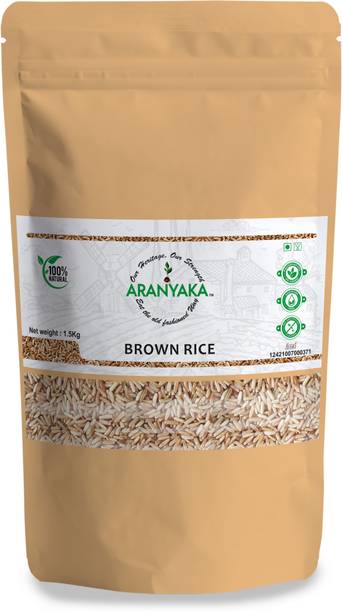 ARANYAKA Sona Masoori  Brown Rice - Medium Grain ,ParBoiled- 1.5kg Yellow Sona Masoori Rice (Medium Grain, Unpolished)