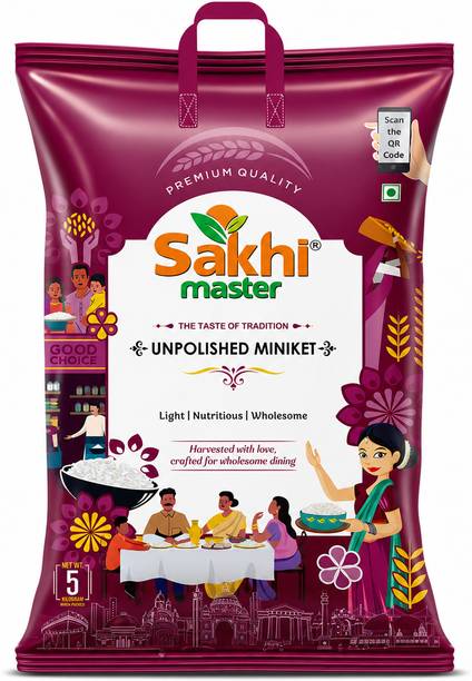 Sakhi Master Unpolished Miniket Rice: Naturally Aged, Slender & Nutritious Grains | 5kg Minikit Rice (Medium Grain, Parboiled)