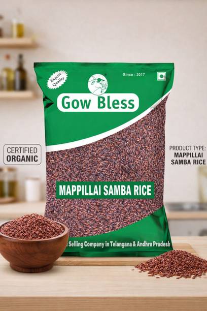 Gow Bless Mapillai Samba Rice – 1kg | Traditional Energy Rice | Rich in Iron Red Mapillai Samba Rice (Medium Grain, Unpolished)