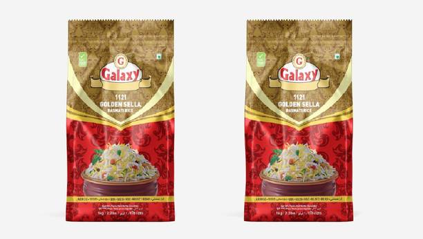 GALAXY 1121 Golden Sella Aromatic Authentic Aged Biryani Rice 1 KG Pack of 2 Basmati Rice (Long Grain)