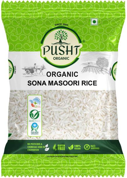 Pusht Organic organic Sona Masoori Rice Raw Rice (Full Grain, Raw)