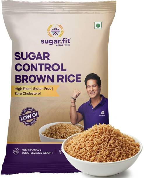 Sugar.fit Sugar Control Low GI Brown Rice | High Fiber | 100% Organic | Diabetes Friendly Brown Sona Masoori Rice (Full Grain, Unpolished)
