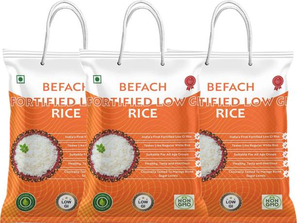 Befach Fortified White Rice Low GI for Sugar Free Weight Loss Everyday Rice (Medium Grain, Polished)