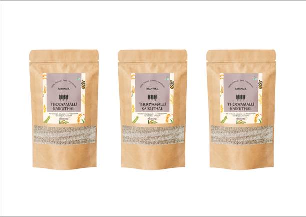 ARANYAKA Thooyamalli Kaikuthal (Hand-Pounded) Brown Rice (3Kg) | Brown Chawal | Brown Boiled Rice (Medium Grain, Unpolished)