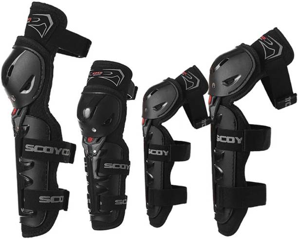 अरटैम Motorcycle Bike Racing Riding Knee & Elbow Guard Shin Protector एल्बो गार्ड, नी गार्ड काला (फ्री साइज़)