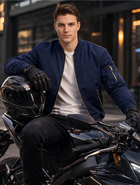 Mia Fashion Men’s Protective Biker Windcheater with Full Sleeves & Zip Closure Riding Protective Jacket