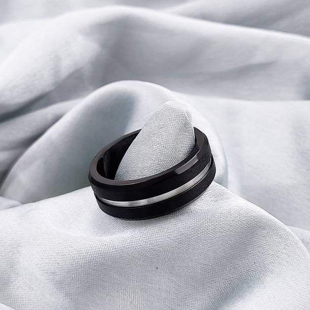 Jokester Jewels Band Ring Silver Strip on the Middle of ring design band ring for men boys Stainless Steel Rhodium Plated Ring