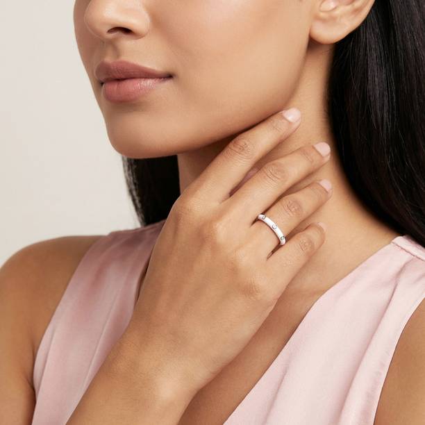 Silver Imperial Stack Rings Sterling Silver Zircon Rhodium Plated Ring