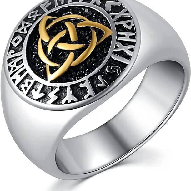 Trinity Knot Viking Rune Ring for Men Luxury Pure Titanium Steel Ring Jewelry Stainless Steel Titanium Plated Ring