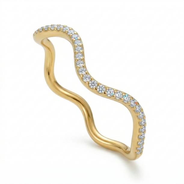 Stainless Steel Zircon Gold Plated Ring