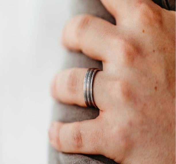 ROOTWAVE Stylish Silver 2 Linning Ring Finger Ring,Thumb Ring for Men,Boys Metal, Stainless Steel Silver Plated Ring