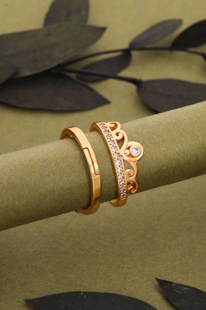 ANOUK 1 Adjustable Gold Plated Ring. Brass Diamond Gold Plated Ring