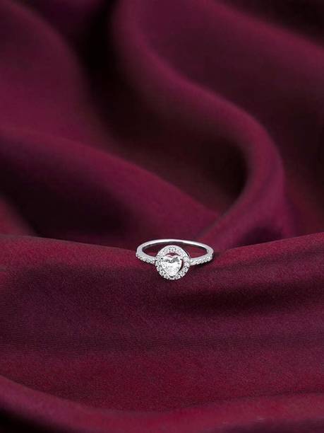 925 Silver Pure Love Ring for Women Sterling Silver Zircon Rhodium Plated Ring