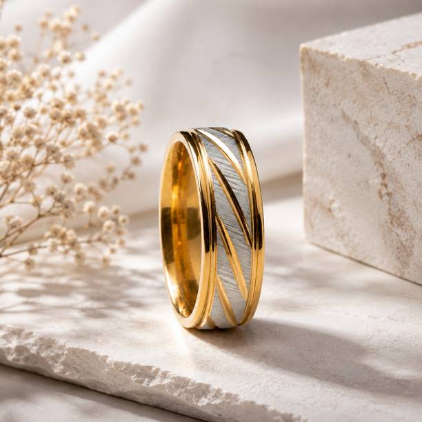 Dzayra Stainless Steel Dual Color Fashion Ring Stainless Steel Ring