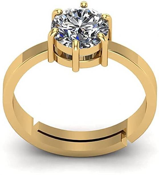 925 Sterling Silver 7.25 Ratti Zircon Ring, Gifts for Women and Girls Sterling Silver Zircon Gold Plated Ring
